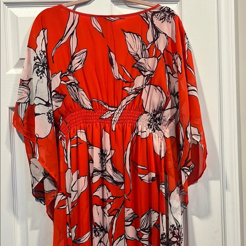 SLNY Red And White Flutter Sleeve Sundress Size 10‎  Vacation, Resort  Flowy